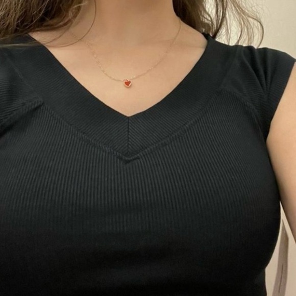 BDG Urban Outfitters Black Shannen Ribbed V-Neck Tee Size S - Picture 9 of 12